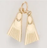 3 Dimensional gold / silver swim fin charm double swim fin bracelet charm seabed charm