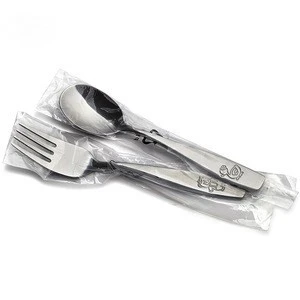 3 piece kids child toddler silverware stainless steel knife fork spoon mirror safe flatware cutlery set with  duck bear animal