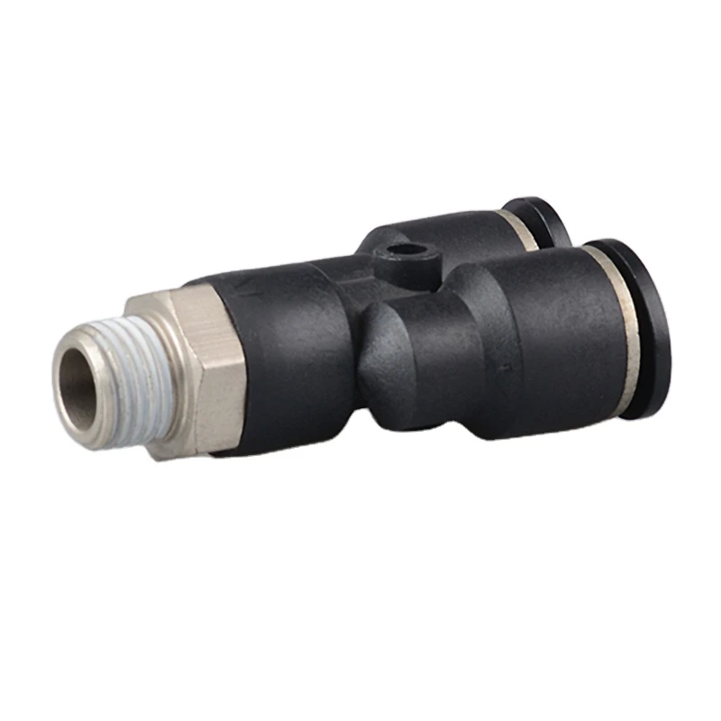 3 way Y type top thread PX plastic pneumatic fitting brass nickle plated male air hose push in fitting pneumatic quick connector