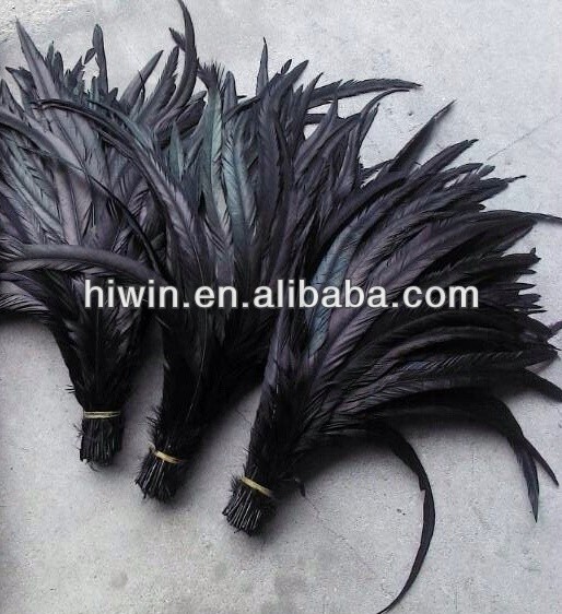 30-35cm (12-14&quot;) Dyed Black Cock Feather