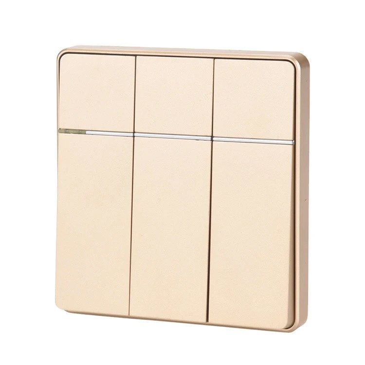3gang wall switch, gold color 86 electric switch