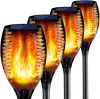 4 Pack Solar Lights Upgraded - Flickering Flames Torch Solar Path Light - Dancing Flame Lighting 96 LED Dusk to Dawn Flickering
