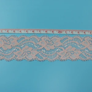4cm wide special price hot sale pink color nylon spandex lace trim for border garments
