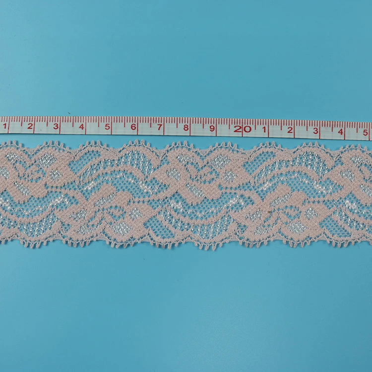 4cm wide special price hot sale pink color nylon spandex lace trim for border garments