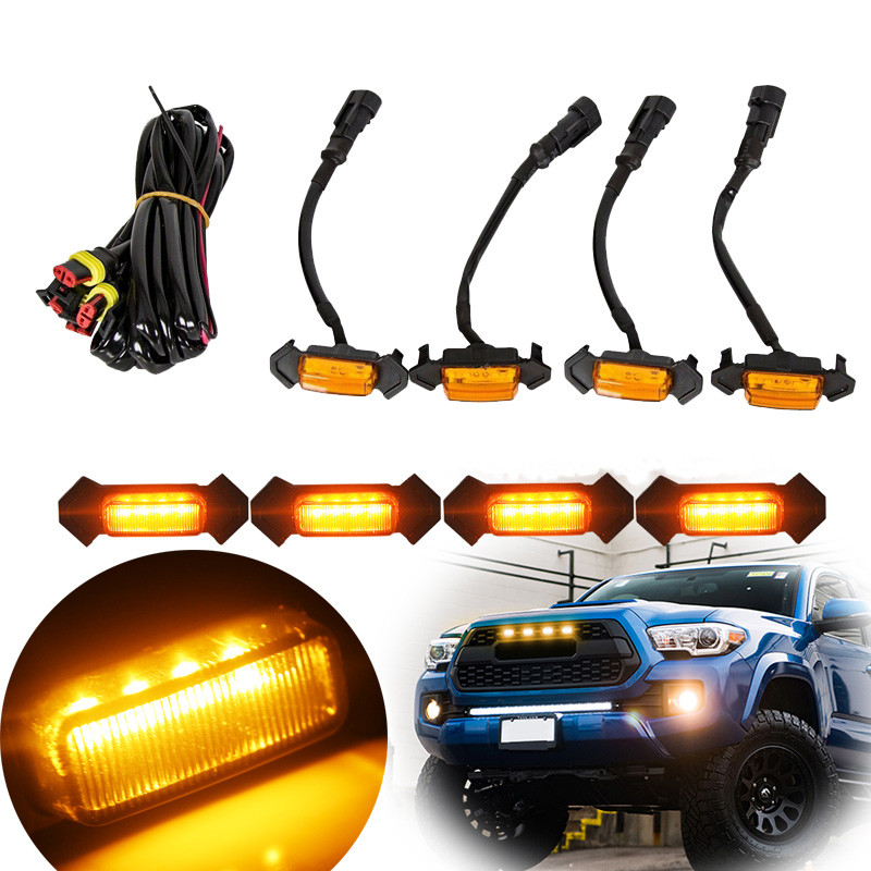 4PCS LED Offroad Car Grille Light For Tacoma TRD 2016 2017 2018 2019 Pickup truck Front Hood LED Grille lights