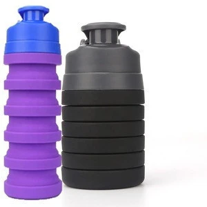 500ML Gym Accessories Portable Colorful Sports Collapsible Silicone Water Bottle