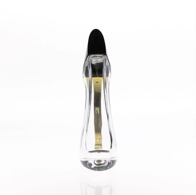 50ml Clear Transparent Woman Shoe High Heel Shape Glass Perfume Bottle with Pump Spray lid