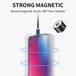 540 Magnetic Charging Cable 360 & 180 Rotation 3 in 1 Magnetic Phone USB Charger Cable Compatible with Micro USB, Type-C, iOS 1M