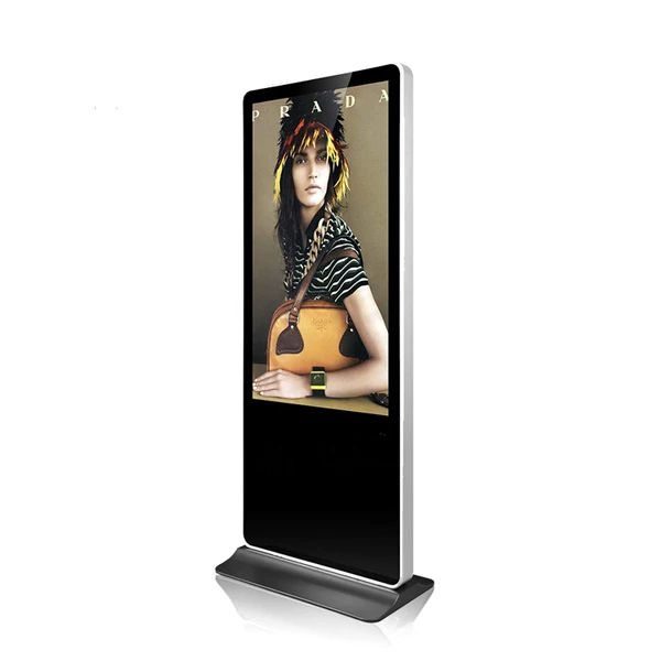 55inch Tempered glass floor stand IR touch display advertising media player LED online shopping mall