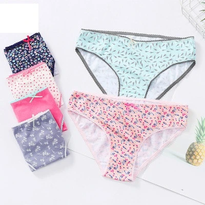 6 Pack WomenS Underwear Cotton Breathable Girl Cute Japanese Mid-Waist Ladies Solid Color Cotton Underwear