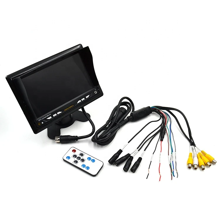 7 inch quad monitor DC24V truck and bus Lcd 4 split screen car rear view monitor 4 channels