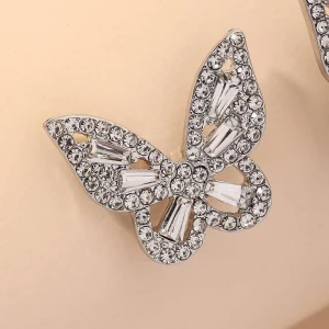 925 silver needle  sen type hollow zircon butterfly earrings fashion