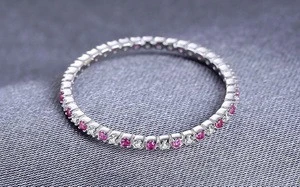 925 Sterling Silver Rings For Women/Girls 0.19ct Ruby Band Small and delicate Rings Fashion Brand Fine Jewelry