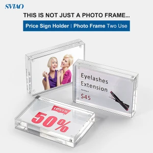 A6 Crystal Acrylic Photo Frame Moulding Magnetic Picture Sign Holder With Double-sides Used