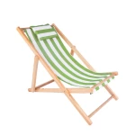 Adjustable foldable beach chair solid wood camping chair canvas folding recliner garden deck chairs
