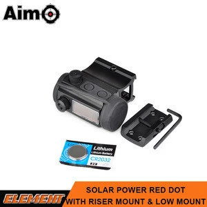 Aim-O Solar Power Red Dot With Riser Mount &amp; Low Mount airsoft hunting scope dot sight scope