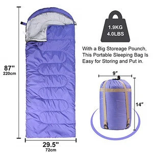 Amazon Hot 170T Polyester Taffeta Lining Soft Hollow Cotton 200gsm (190+30)*75cm Spill Resistant Envelope Camping Sleeping bag