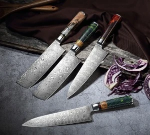 Amazon hot wholesale accessory set damascus knife 8 inch chef kitchen ware dicer chopper knives kitchen Japanese chef knife set