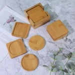 Amazon Hotsale Bamboo Wood Material and Eco-Friendly Feature wood mug coaster wooden table mats