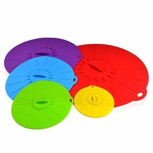 Amazon reusable silicone food cover for bowl , pots, cups ,set of 5 colorful microwave cover seal silicone suction lids