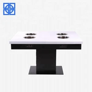 Antique style Restaurant Table Hot Pot Table with marble tabletop