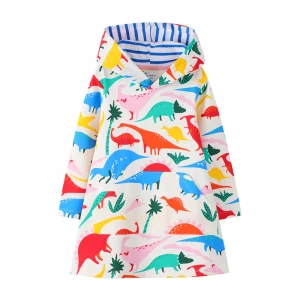 Autumn Children&#x27;s clothing Girls Clothes Cotton Children kids girl dress with dinosaur print