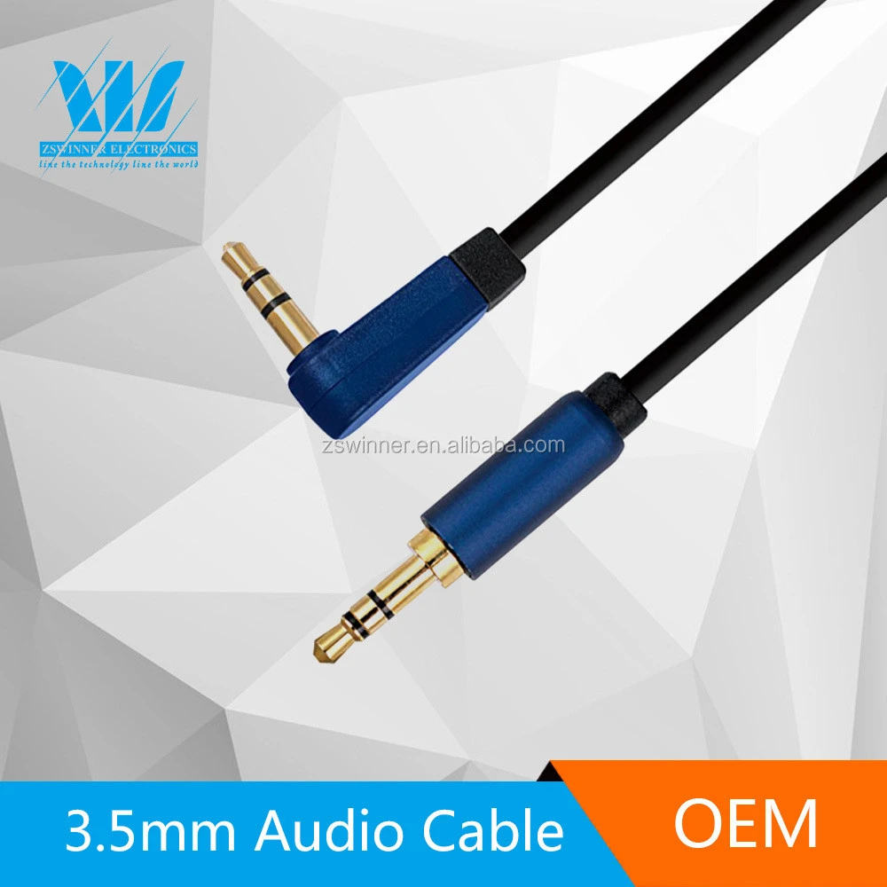 Aux Audio Jack Cord Cable 90 Degree 3.5mm Stereo GOLD for Car Iphone MP3/4 Combination Male-female Twisted Pair POLYBAG