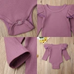 Baby Spring Autumn Clothing Newborn Infant Baby Girls Boys Ruffles Long Sleeve Bodysuit Robbed Solid Jumpsuits Outfit Set
