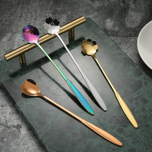 Best Gifts Cutlery Sets Dessert Spoon Coffee Ice Cream Tea Stainless Steel 18/10  Flower Shaped Tea Spoon