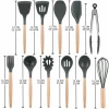 Best Kitchenware tool Silicone cooking Kitchen Utensil Set With Wooden Handle bamboo holder Accessories Spatula Turner cookware