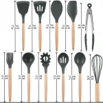 Best Kitchenware tool Silicone cooking Kitchen Utensil Set With Wooden Handle bamboo holder Accessories Spatula Turner cookware