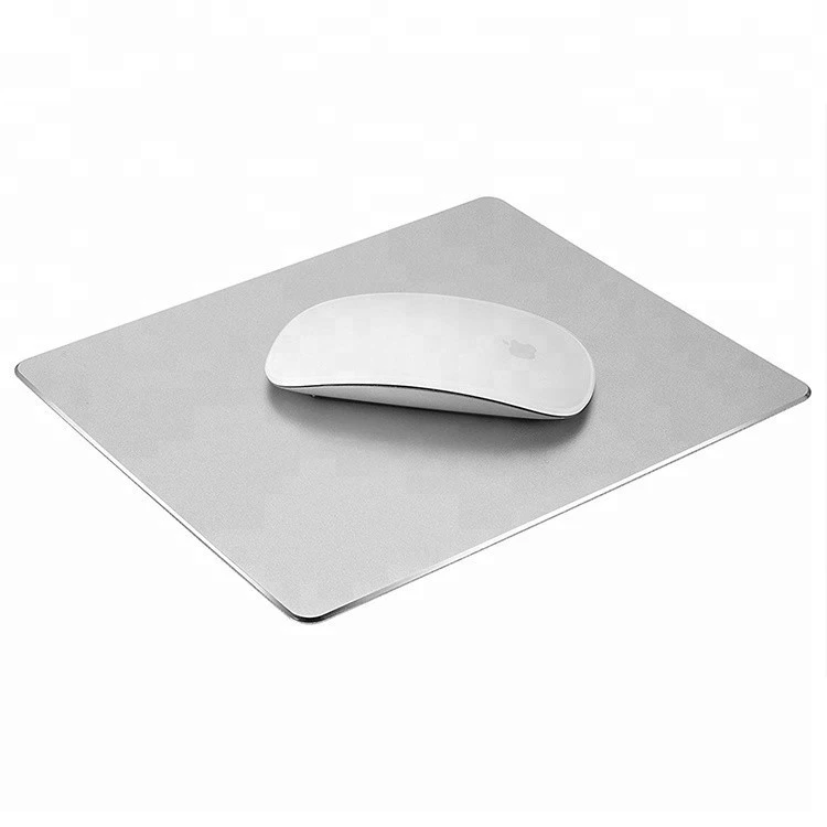 Best popular promotional gifts custom silver rectangle waterproof non-slip base aluminum gaming mouse pad mat