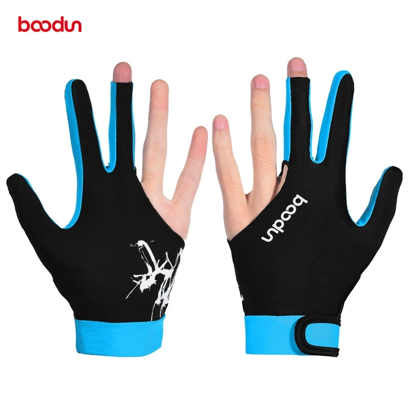 boodun Custom Logo Pool Accessories Three Fingers gloves Wear Resistant Shooter Pool Cue Stick snooker 3 finger Billiards Gloves