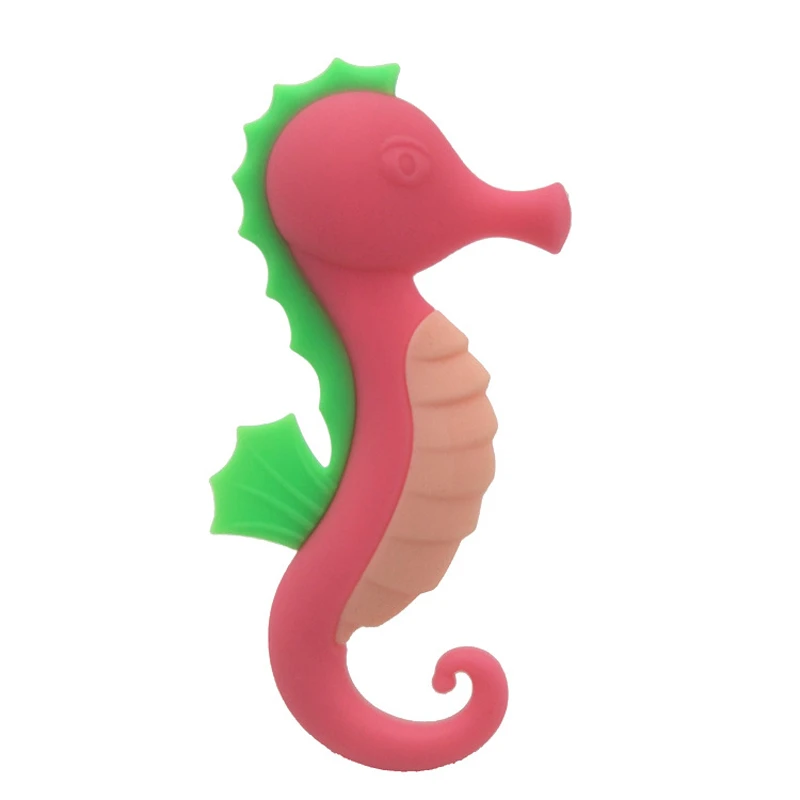 BPA free chew soft baby teether toy cute seahorse silicone teether