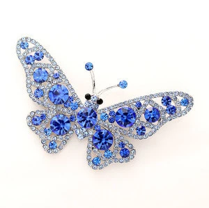 Butterfly Brooch /Crystal Sapphire Royal Blue Butterfly Broach Pin / Unique Jewelry Butterflies Broaches