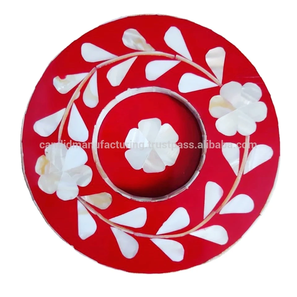 Candid Manufacturing Co  New Design Mother Of Pearl Tea/Coffee Platter/Coasters Arabic Cups Round Serving Plates Ramadan Gifts