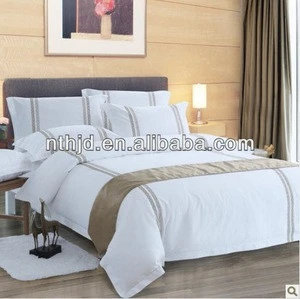 Canwin 60s 300TC Satin embroidery Hotel bedding set/hotel linen/bed sheet