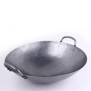Carbon Steel Induction Cooker Two Handle Hand Hammered Wok