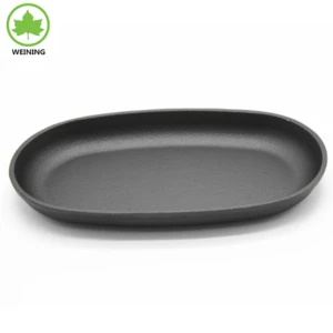 Cast Iron Sizzler Hot Serving Dish with Wooden Stand