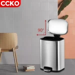 CCKO 6L/10L/12L/20L/30L kitchen foot pedal trashcan rubbish can dustbin dust bin stainless steel waste bin garbage can trash bin
