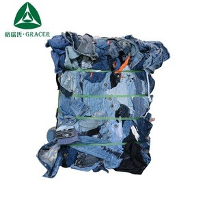 Cheap cotton textile waste jeans waste used clothing wiping rags