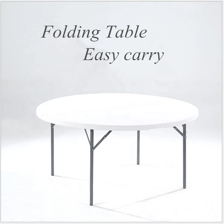 Cheap price HDPE Round  White folding wedding  table and chairs