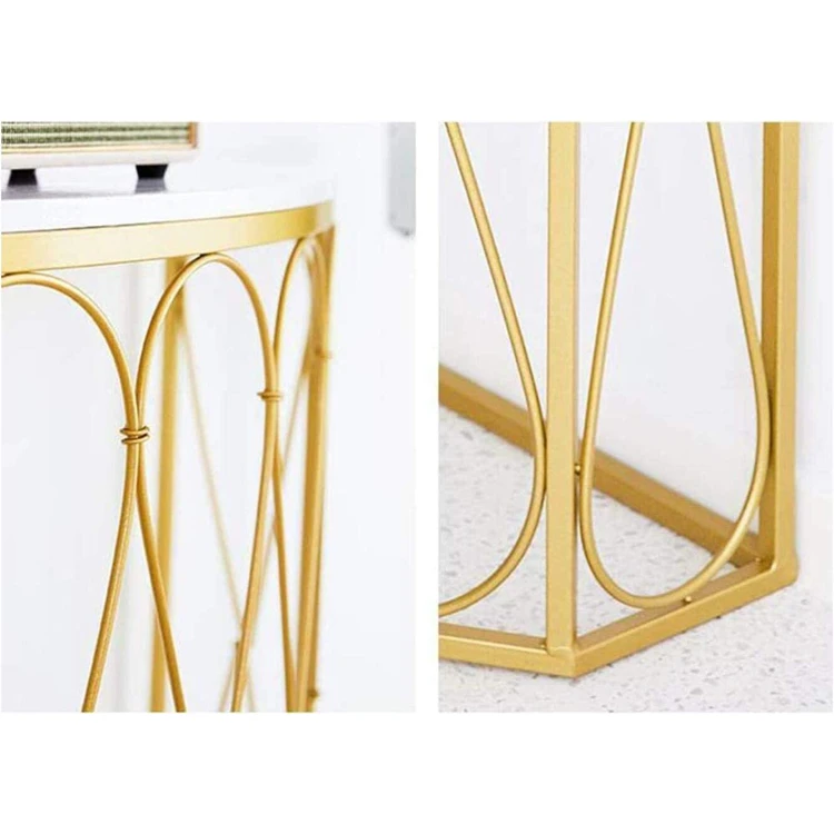 Cheap Simple Modern Design Gold Metal Console Table with Wood Top