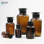Chemical Laboratory glass reagent bottles with ground-in glass lid