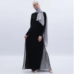Chiffon abaya casual comfortable long sleeve lace bodice maxi muslim dress evening modest gown islamic clothing abaya