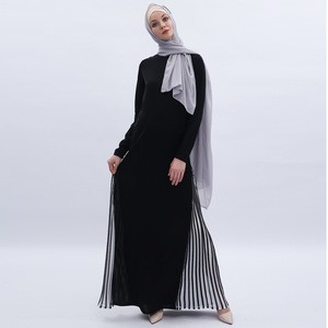 Chiffon abaya casual comfortable long sleeve lace bodice maxi muslim dress evening modest gown islamic clothing abaya