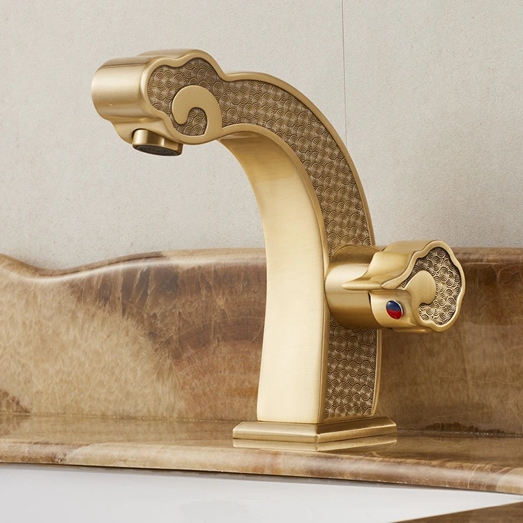 china antique single handle single hole brass gold wash basin mixer faucet