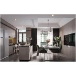 China Direct Factory Modern Design Luxury Plywood White Particle board Kitchens Features  Furniture MDF Modern Kitchen Cabinet