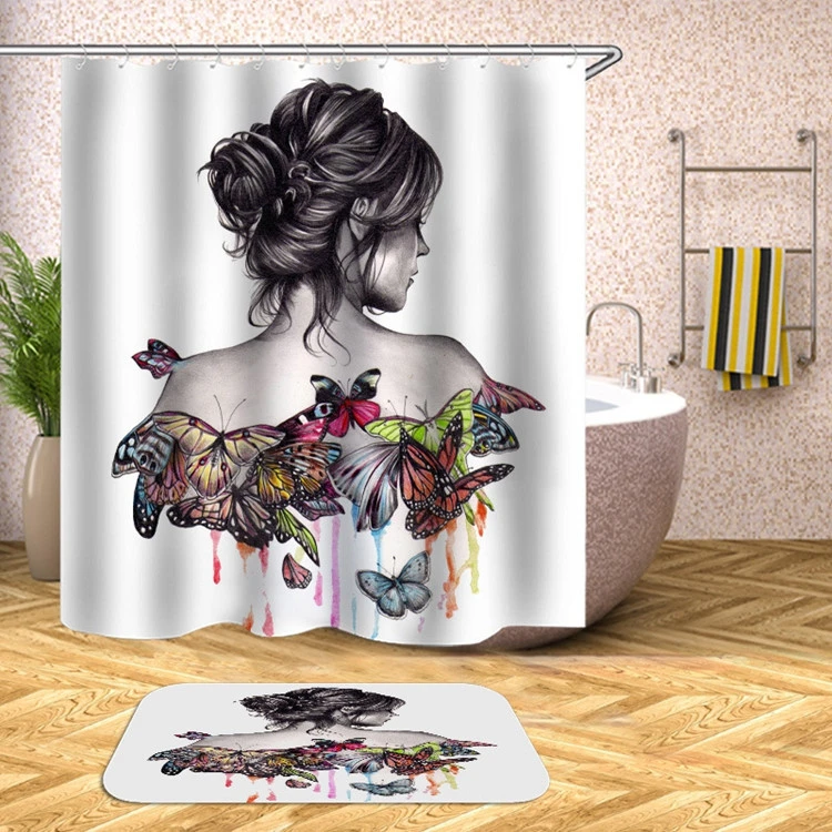 China manufacturer eco friendly washable afro shower curtain bathroom set