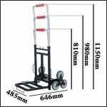China supplier  heavy duty adjustable height power three wheel double ball bearing stair climbing hand  trolley cart
